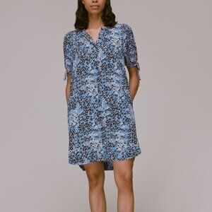 LIKE NEW Whistles Hyena Spot Button Front Tie Short Sleeve Shift Dress Size 12